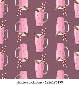 Seamless background with illustrations of coffee Cup and coffee beato