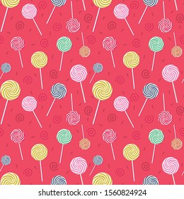 seamless background with illustrations of colorful candies