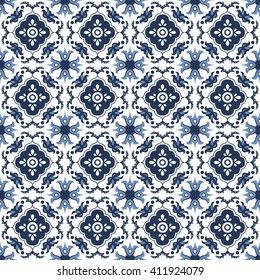 Seamless background image of antique blue flower kaleidoscope