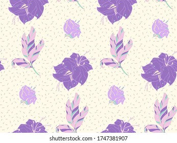 Seamless background image with bright and colored elements. Summer theme pattern with  nature and  plants. Beautiful background.