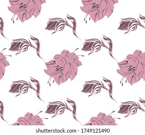 Seamless background image with bright and colored elements. Summer theme pattern with  glade and  plants. Beautiful background.