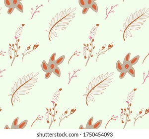 Seamless background image with bright and colored elements. Summer theme pattern with  nature and  floral pattern. Beautiful background.