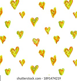 Seamless background with the image of a card suit in the shape of a heart.