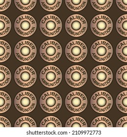 seamless background with the image of cartridges in metallic shades for the design of packaging, covers, forms and interiors in military style