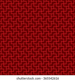Seamless background image of Chinese window tracery geometry cross spiral pattern.

