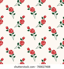 Seamless background image colorful botanic flower leaf plant red rose