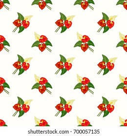 Seamless background image colorful botanic flower leaf plant anthurium flamingo flower