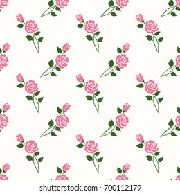 Seamless background image colorful botanic flower leaf plant pink rose