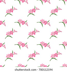 Seamless background image colorful botanic flower leaf plant pink orchid