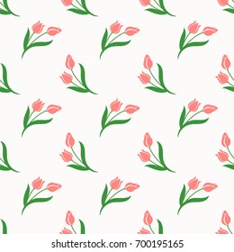 Seamless background image colorful botanic flower leaf plant pink tulip
