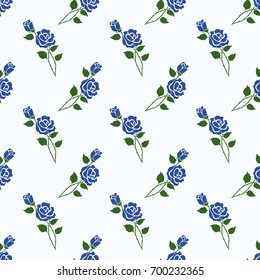 Seamless background image colorful botanic flower leaf plant blue rose