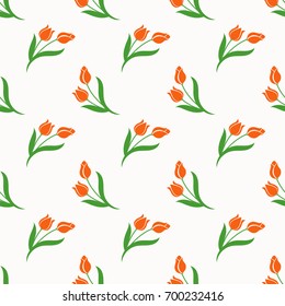 Seamless background image colorful botanic flower leaf plant orange tulip