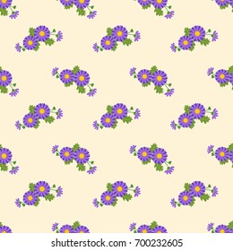 Seamless background image colorful botanic flower leaf plant asteraceae purple daisy