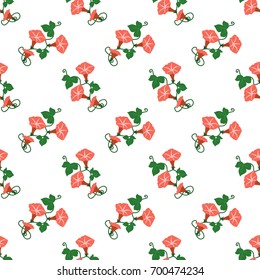 Seamless background image colorful botanic flower leaf plant orange morning glory flower