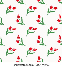 Seamless background image colorful botanic flower leaf plant red tulip