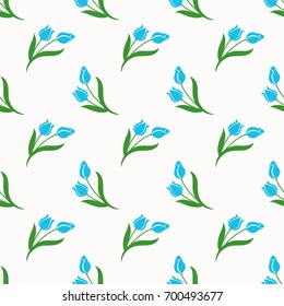 Seamless background image colorful botanic flower leaf plant light blue tulip