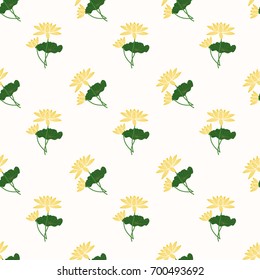 Seamless background image colorful botanic flower leaf plant yellow lotus