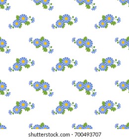 Seamless background image colorful botanic flower leaf plant asteraceae blue daisy