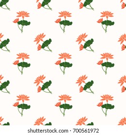 Seamless background image colorful botanic flower leaf plant orange lotus