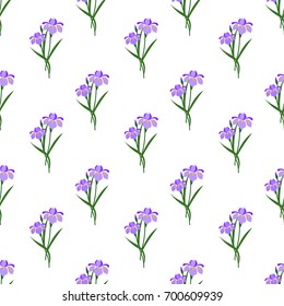 Seamless background image colorful botanic flower leaf plant purple iris - Shutterstock ID 700609939