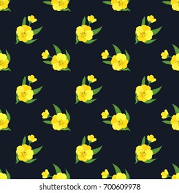 Seamless background image colorful botanic flower leaf plant yellow evening primrose