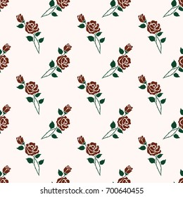Seamless background image colorful botanic flower leaf plant brown rose