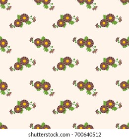 Seamless background image colorful botanic flower leaf plant brown daisy