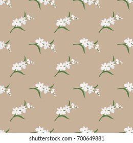 Seamless background image colorful botanic flower leaf plant white orchid