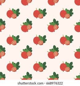 Seamless background image colorful tropical fruit red gooseberry