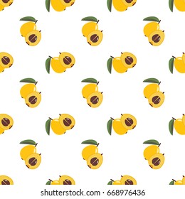 Seamless background image colorful tropical fruit loquat medlar