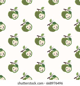 Seamless background image colorful tropical fruit cherimoya
