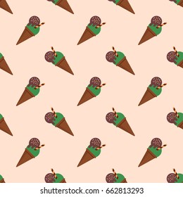 Seamless background image colorful watercolor texture ice cream pattern