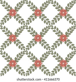 Seamless background image of cross leaf vine pink flower