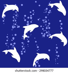 Seamless background in the image of a dolphin. Marine life.