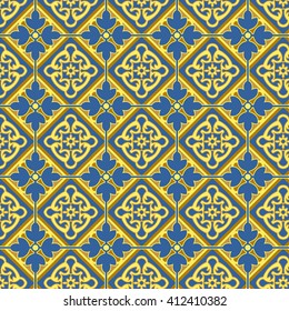 Seamless background image of golden yellow line blue cross flower