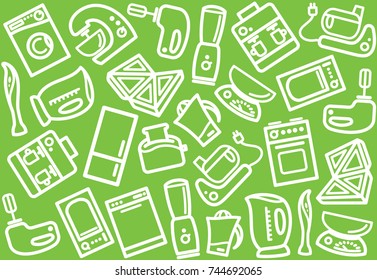 Seamless background with with image of kitchen home appliances