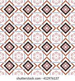 Seamless background image of square check cross frame flower geometry
