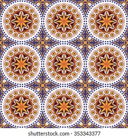Seamless background image of vintage round dot flower tile pattern.
Background image of vintage round dot flower tile pattern.
