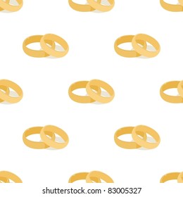 Seamless background with an image of wedding rings on a white background