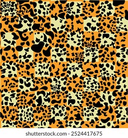 Seamless background imitating the skin of a cheetah. Natural background, hand-painted. Vector illustration.