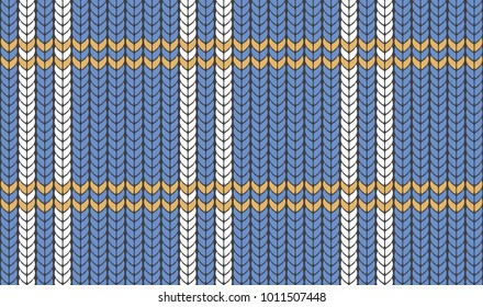 Seamless background with imitation of a knitted sweater. Knitting the facial smoothness. Simple geometric pattern in winter theme. Blue threads.Vector illustration. Checkered picture.