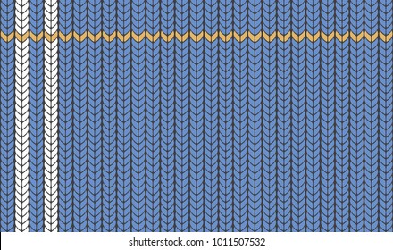Seamless background with imitation of a knitted sweater. Knitting the facial smoothness. Simple geometric pattern in winter theme. Blue threads.Vector illustration. Checkered picture. 