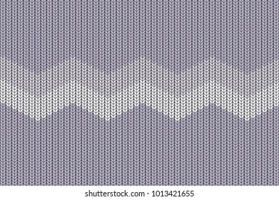 Seamless background with imitation of a knitted sweater. Knitting the facial smoothness. Simple geometric pattern in winter theme. Blue threads.Vector illustration. Wave drawing.