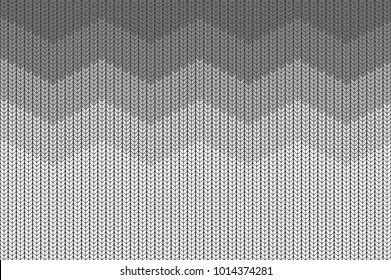 Seamless background with imitation of a knitted sweater. Knitting the facial smoothness. Simple geometric pattern in winter theme. Grey threads. Vector illustration. Wave drawing.