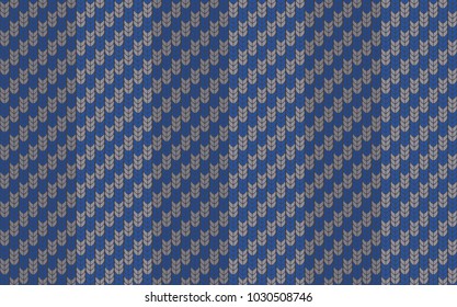 Seamless background with imitation of a knitted sweater. Simple geometric pattern in winter theme. Sample and template of knitted article. Vector illustration. Imitation of woolen cloth.