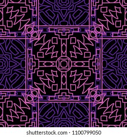 Seamless background.  Indian color background for fabric or paper. Abstract geometrical ethnic ornament with northern motifs. Vector texture.
