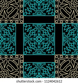 Seamless background.  Indian color background for fabric or paper. Abstract geometrical ethnic ornament with northern motifs. Vector texture.