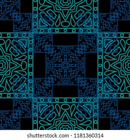 Seamless background.  Indian color background for fabric or paper. Abstract geometrical ethnic ornament with northern motifs. Vector texture.