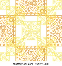 Seamless background.  Indian color pattern for fabric or paper. Abstract geometrical ethnic ornament with northern motifs. Vector texture.