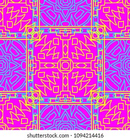 Seamless background.  Indian color pattern for fabric or paper. Abstract geometrical ethnic ornament with northern motifs. Vector texture.